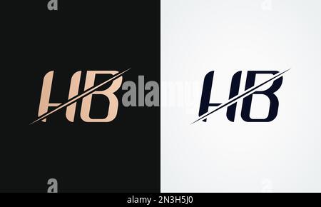 Hb Letter Logo Design Vector Template. Gold And Black Letter Hb Logo Design Stock Vector