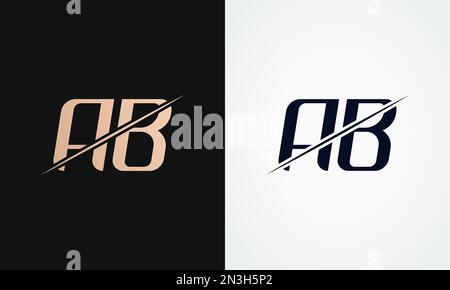 Ab Letter Logo Design Vector Template. Gold And Black Letter Ab Logo Design Stock Vector