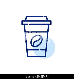 Coffee in a takeaway paper cup. Pixel perfect, editable stroke line icon Stock Vector