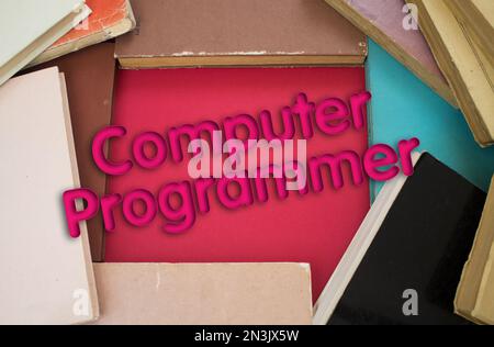Computer Programmer word in opened book with vintage, natural patterns ...