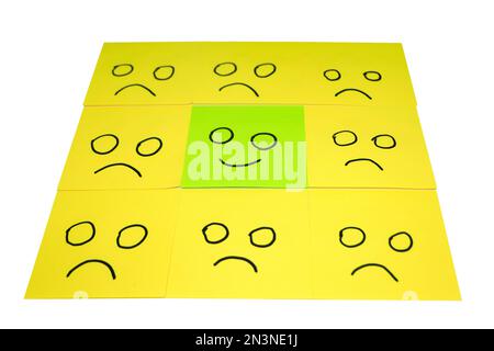 conceptual image for a be different or be happy concept using sticky notes Stock Photo