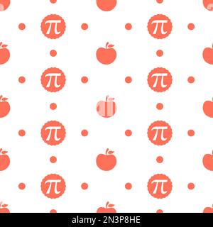 Pi Day Seamless Pattern Design with Mathematical Constants or Baked Pie in Template Hand Drawn Cartoon Flat Illustration Stock Vector