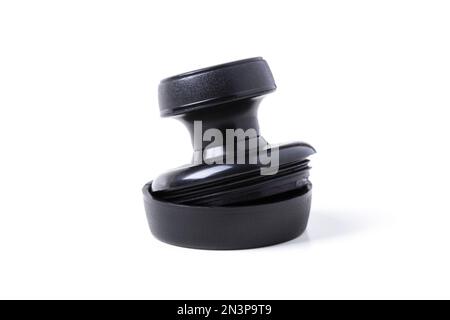 Closeup round stationery stamp isolated on white background Stock Photo