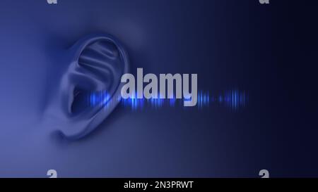 Human ear listening to sound waves Stock Photo - Alamy