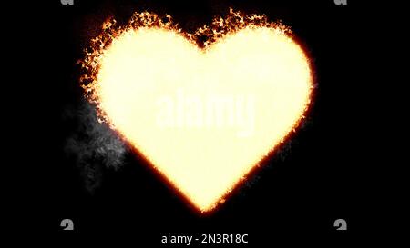 bright fiery heart, love symbol on a black background Stock Photo