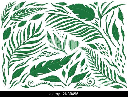 Jungle leaves collection set. Vector Illustration Stock Vector