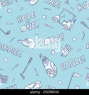 Golf doodle seamless pattern. Cartoon illustration vector illustration background. For print, textile, web, home decor, fashion, surface, graphic desi Stock Vector