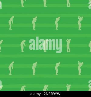 Golf Swing silhouette seamless pattern. Cartoon illustration vector illustration background. For print, textile, web, home decor, fashion, surface, gr Stock Vector