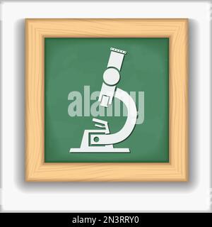 Blackboard with icon of a microscope, vector eps10 illustration Stock Vector
