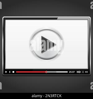 Black video player template with metallic frame, vector eps10 illustration Stock Vector