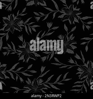 Lily flower seamless pattern. Vector illustration floral design background. Stock Vector