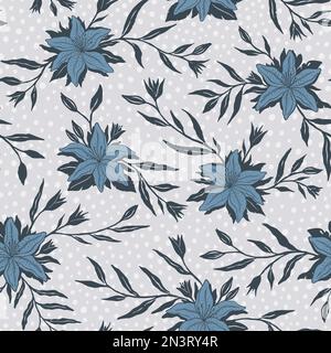 Lily flower seamless pattern. Vector illustration floral design background. Stock Vector