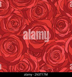 Rose flower seamless pattern. Vector illustration floral design background. Stock Vector