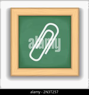 Blackboard with icon of a paper clip, vector eps10 illustration Stock Vector