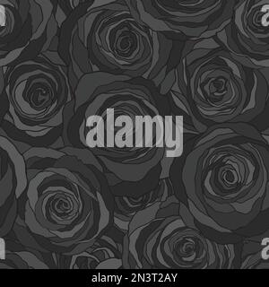 Dark Rose flower seamless pattern. Vector illustration floral design background. Stock Vector
