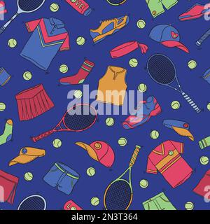 Tennis doodle seamless pattern. Cartoon illustration vector illustration background. For print, textile, web, home decor, fashion, surface, graphic de Stock Vector