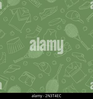 Tennis doodle seamless pattern. Cartoon illustration vector illustration background. For print, textile, web, home decor, fashion, surface, graphic de Stock Vector