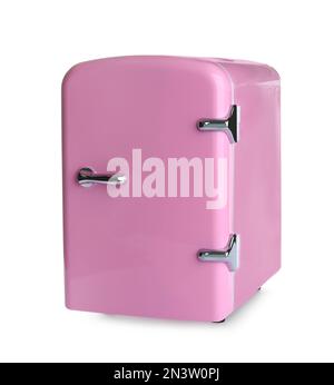 Mini refrigerator for cosmetics isolated on white Stock Photo