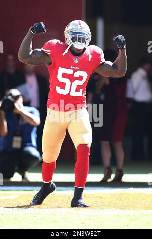 San Francisco 49ers inside linebacker Patrick Willis #52 before the game  against the Kansas City Chiefs at Levi's Stadium in Santa Clara, Calif. on  Sunday, Oct. 5, 2014. (AP Photo/Michael Zito Stock