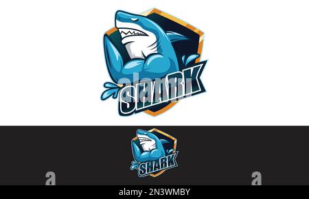 Shark mascot logo design Stock Vector