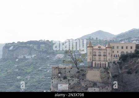 Mezzacapo Castle In Maiori, Amalfi Coast, Campania, Italy Stock Photo