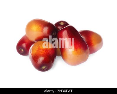 Fresh ripe palm oil fruits on white background Stock Photo