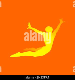 Jumping Man. 3D Model of Man. Human Body. Sport Symbol. Design Element for Business, Science and Technology. Vector Illustration. Stock Vector