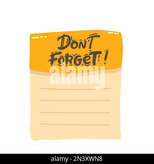 Don't forget sign on white background hand drawing. Stock Vector