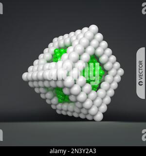 Cube. 3d spheres composition. Concept for science, education and network. Futuristic technology style. Vector illustration. Stock Vector