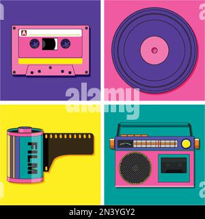 Retro device objects set illustration Stock Vector Image & Art - Alamy