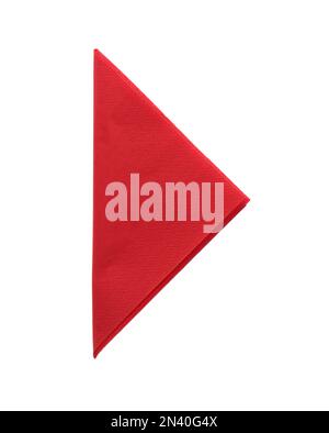 Folded red clean paper tissue isolated on white, top view Stock Photo