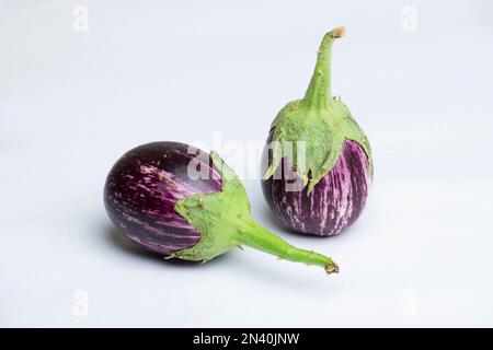 Eggplant aubergine or brinjal vegetable in white background, Satara, Maharashtra,  India Stock Photo