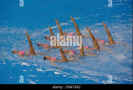 North Korea perform their routine during the synchronized swimming team ...