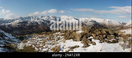 High Raise and the western fells, English lake district, viewed from Grey Crag. Stock Photo