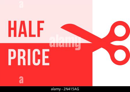 simple red scissors like half price Stock Vector