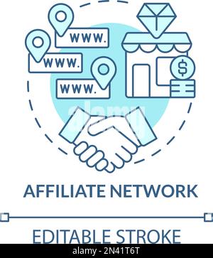 Affiliate network turquoise concept icon Stock Vector