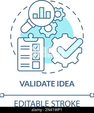 Validate idea turquoise concept icon Stock Vector