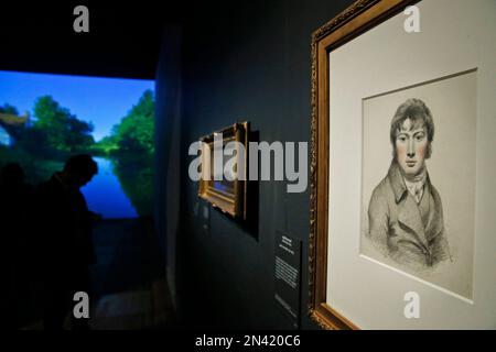 A self-portrait by British landscape painter John Constable, is seen during a preview of an exhibition entitled: 'Constable: The Making of a Master ' at the Victoria and Albert Museum, in London, Wednesday, Sept. 17, 2014. Best-known to many for ‘The Hay Wain’ - an artwork which adorns countless decorative plates and trays, the exhibition explores Constable’s influences and takes a look at the creative process behind some of his most famous works. The exhibition will run from Sept. 20, 2014 to Jan. 11. 2015.(AP Photo/Lefteris Pitarakis)