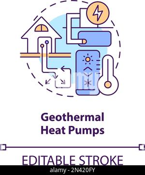 heat pump geothermal energy line icon vector illustration Stock Vector ...