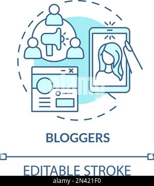 Blogger turquoise concept icon Stock Vector