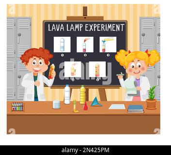 Lava lamp science experiment illustration Stock Vector