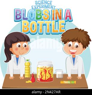 Blobs in a bottle science experiment illustration Stock Vector