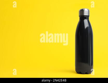 Top View Metallic Camping Thermos Beautiful Autumnal Background