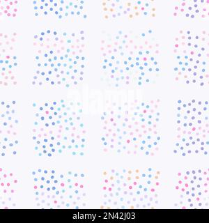 Seamless gentle polka dots pattern. Color hand-drawn circles on pastel background. Abstract square of points ornament. Vector cell illustration for wa Stock Vector
