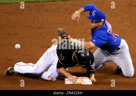 Chicago Cubs second baseman Logan Watkins (45) loses the ball as