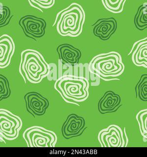 Spirals seamless vector pattern. Vector image on green background Stock Vector