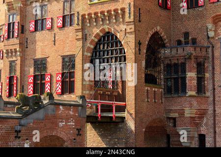 There's entrance in the Castle de Haar near town Utrecht, Netherlands. Stock Photo