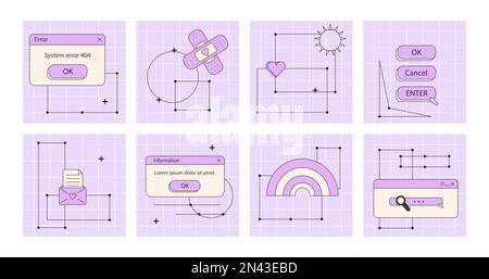 Social media ig story templates. Retro 80s 90s  Stock Vector