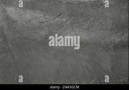 Texture of old black leather with signs of wear. Stock Photo