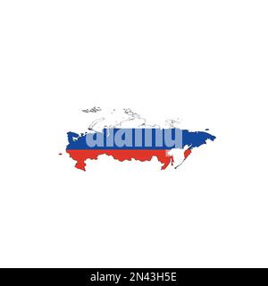 Russia - national flag in a shape of country map silhouette with thin black  outline. Simple flat vector icon Stock Vector Image & Art - Alamy